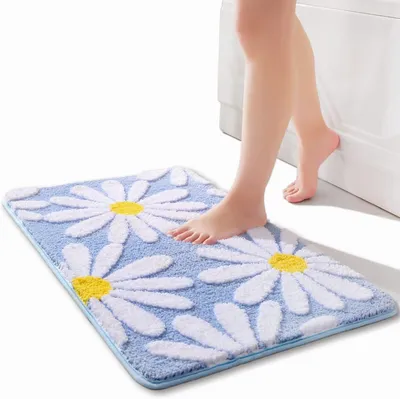 Zdjęcie produktu dla Dywanik łazienkowy 50x80 cm, niebieski, antypoślizgowy, mikrofibra, do łazienki