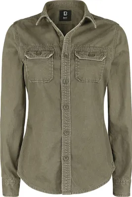 Produktbild von Brandit Langarmhemd Damen Girls Vintage Shirts Longsleeve oliv L