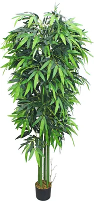 Image de Bambou Grande Géant Plante Arbre Artificielle Artificiel Plastique 210cm avec Bois véritable Domaine Interne Decovego
