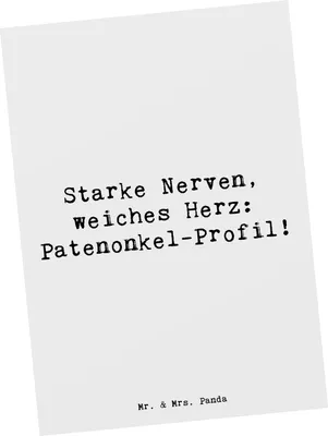 Produktbild von Mr. & Mrs. Panda Postkarte Spruch Starke Patenonkel - Weiß - Geschenk, Patengeschenke, Familienmitglieder, Ansichtskarte, handgemacht, Empathie, Unterstützung, Postkarten