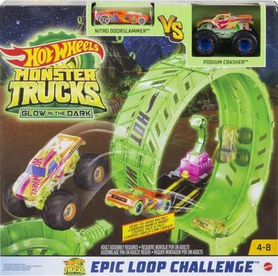 Produktbild von Hot Wheels Monster Trucks HBN02, Fahrzeug- & Schienen-Set, 4 Jahr(e), Kunststoff, Metall, Mehrfarbig