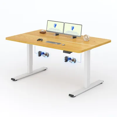 Produktbild von FLEXISPOT Höhenverstellbarer Schreibtisch Elektrisch 140x70cm, 2 starke Motoren, 120 kg Tragkraft, Antikollisionsschutz, 4 Memory-Funktion (Ahorn)