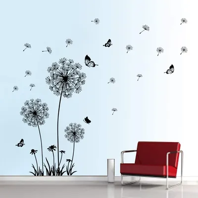 Produktbild von Wandtattoo Pusteblumen für Wanddeko,Löwenzahn Blumen Pflanzen Wandsticker Wandaufkleber Kleben Aufkleber Wandbilder für Wohnzimmer Schlafzimmer Vorraum Flur Fenster