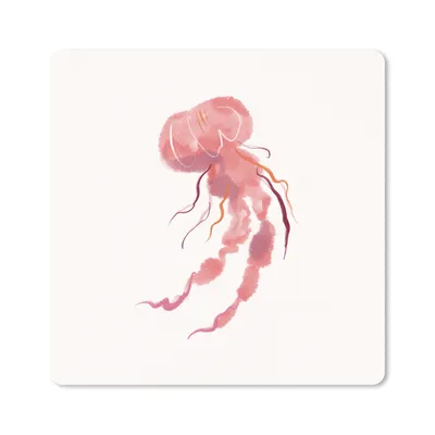 Produktbild von MuchoWow® Mauspad Mousepad Qualle - Rosa - Aquarell 20x20 cm - Mousepads - Maus Mat - Pad - Mausunterlage - Desk Mat - Bureauartikeln