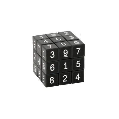 A black cube with numbers on its faces, representing a Sudoku puzzle.