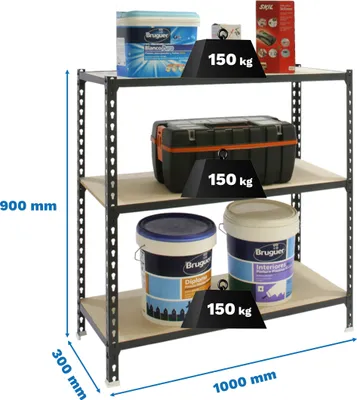 Produktbild von MADERCLICK PLUS 3/300 900 Metallregal ANTRACITE/MADEIRA