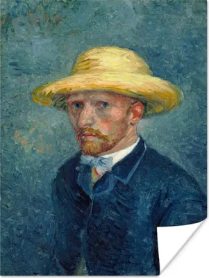 Produktbild von MuchoWow® Poster Selbstbildnis mit Hut - Vincent van Gogh 60x80 cm - Schlafzimmer Dekoration