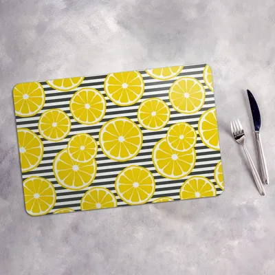 Produktbild von Tischset 4x45x30 cm + 10fi cm Platzset Tischmatte Platzmatte Untersetzer - Zitronen Hintergrund
