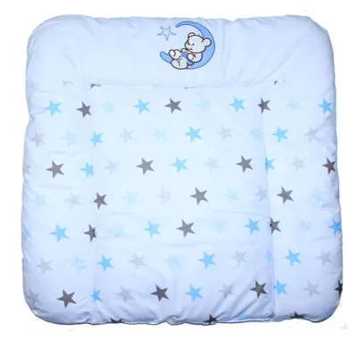 Produktbild von Wickelauflage mit Bären-Motiv - Mond und Sterne in Blau - Wickeltischauflage für Babys (70 x 85 cm)