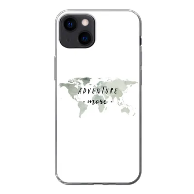 Produktbild von MuchoWow® Handyhülle Schutzhülle Hülle für iPhone 13 Weltkarte - Grau - Zitate Silikon Softcase Handy Hülle - Karteninhaber