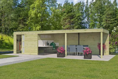 Produktbild von Gartenhaus Modell QBS-Line 9,00 m² + 600 cm Anbau