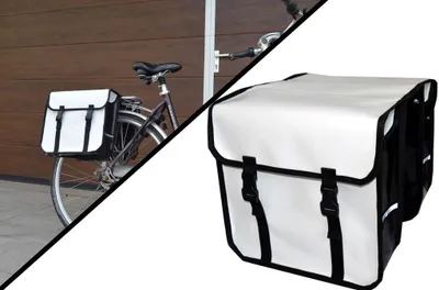 Produktbild von FAHRRADTASCHE Gepäckträgertasche Fahrrad 26" 28" Doppel Tasche Gepäckträger PVC Weiß