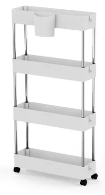 Produktbild von Rollwagen für Badezimmer, platzsparend, 86 x 12,5 x 40 cm (weiß)