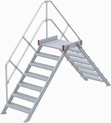 Produktbild von Euroline 512 Überstieg 45° 1000mm Stufenbreite 2x7 Stufen Alu gerieft