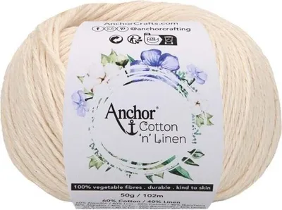 Obrázek produktu pro Anchor Bavlna 'n' Linen 00002 Pearl Háčkovací příze
