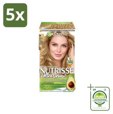 Zdjęcie produktu dla 5 sztuk farby do włosów Garnier Nutrisse Ultra Crème, odcień 9, bardzo jasny blond - zestaw ekonomiczny