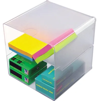 Produktbild von deflecto Organisationsbox Cube, 2 Fächer, glasklar