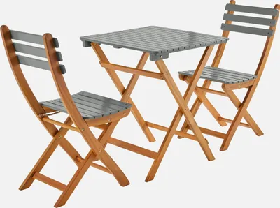 Produktbild von sweeek - Gartentisch aus Akazienholz, 2 Klappstühle - Khaki