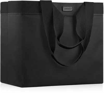 Image de Grand sac XXL résistant à l'eau, noir, pour femmes, avec 2 poches