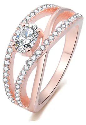 Immagine prodotto di Anello in argento placcato oro rosa con zirconi AGG331, 60 mm