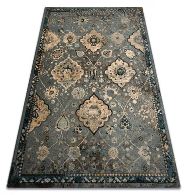 Image de Tapis en laine POLONIA Abrash oriental, fleurs bleu clair bleu 170x235 cm