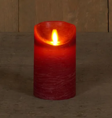 Produktbild von Kerze Wachs rustikal bewegte Flamme 7,5x12,5 cm bordeaux b.o.