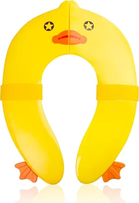 Image de Réducteur de toilettes pliable pour enfants Canard jaune