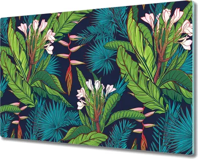Produktbild von Herd-Abdeckplatte Glas Schneidebrett Ceranfeld-Abdeckung - 80x52 cm - Dschungel Blätter