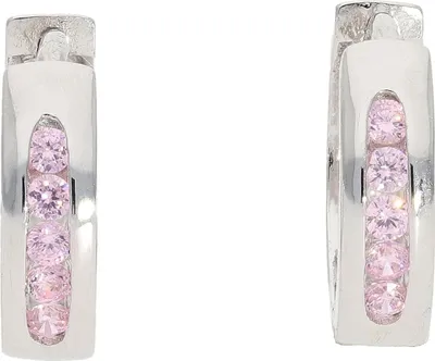Produktbild von Creolen Damen 925 Silber Zirkonia rosa JL10-06-3696