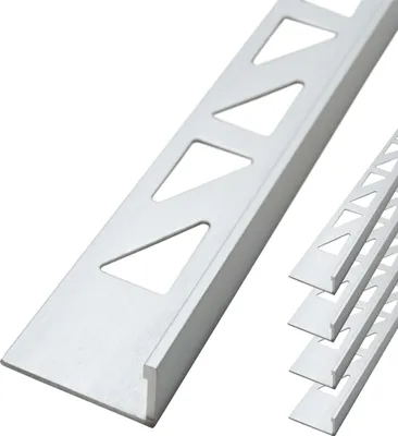 Produktbild von Dalsys Fliesenschiene Winkelprofil Aluminium (eloxiert) Chrom glänzend 2,5m x 8mm, 5 Stück, Fliesenprofil
