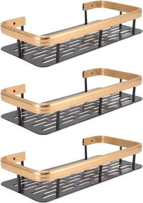 Produktbild von Duschehalter 3 Lagen, Raumsparend, Hochbelastbar, Stickerlos, Badkamer, 30 x 13 x 5,5 cm, Gold