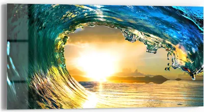 Produktbild von DEQORI Glasbild Echtglas 60x30 cm 'Blick durch Welle' Wandbild Bild modern Deko