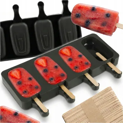 Produktbild von Silikonform für Eis am Stiel – Formen für Eis und Sorbet – DIY – Stiele – 50 Stück