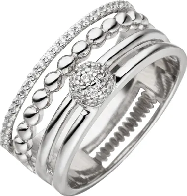 Produktbild von Gr. 52 Damen Ring breit 925 Sterling Silber 41 Zirkonia Silberring