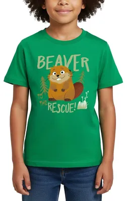 Produktbild von Spreadshirt Hoppers Beaver To The Rescue Kinder T-Shirt, 98/104 (3-4 Jahre), Kelly Green