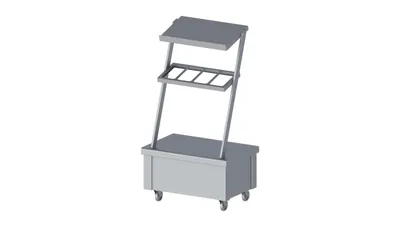 Produktbild von Neutralelement mit Aufsatzbord und Besteckausgabe, fahrbar 860x575x1580 mm für Speisenausgabesysteme