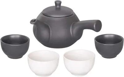 Productafbeelding van Japans keramische theeset - 5-delig met 500ml theepot en 4 kopjes