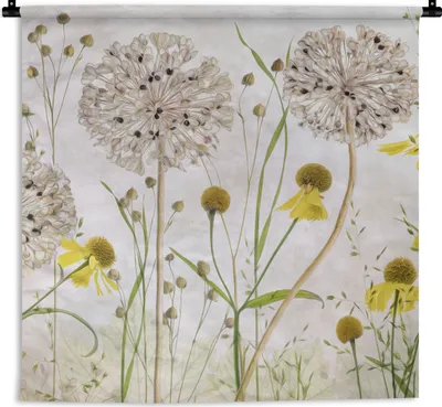 Produktbild von MuchoWow® Wandteppich Wandbehang Blumen - Aquarell - Stilleben 90x90 cm Tapisserie Dekoration Wandtuch - Wandaufhänger