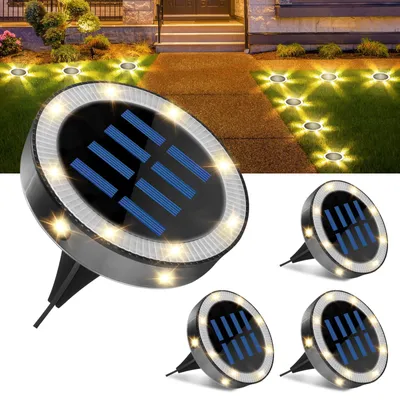 Solar-Gartenleuchten, 4 Stück, 6 LEDs, IP44, warmweiß
