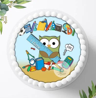 Produktbild von Für die Geburtstags Torte ein Tortenaufleger, Zuckerbild mit dem Motiv: Schulanfang, Essbares Foto für Torten, Fondant, Ø 20cm, 0085c