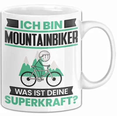 Produktbild von Mountainbiker Tasse Geschenk für Mountainbiker Geburtstag Lustiger Spruch Kaffee-Becher Was Ist Deine Superkraft (Weiß)