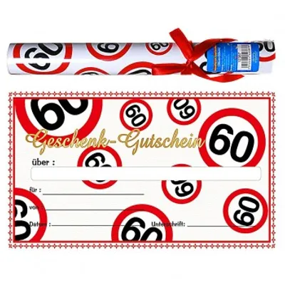 Produktbild von Riesen-Geschenk-Gutschein in Papp-RÜhre 60. Geburtstag