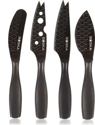 Produktbild von Boska Käsemesser-Set Mini Monaco+ / vier Käsemesser/stilvolles Design/Edelstahl/Schwarz / 160 x 22 x 7 mm