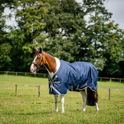 Produktbild von Horseware Weidedecke in Größe 170 - Amigo 1200D XL Turnout 50g - Navy/Titanium Grey/Silver