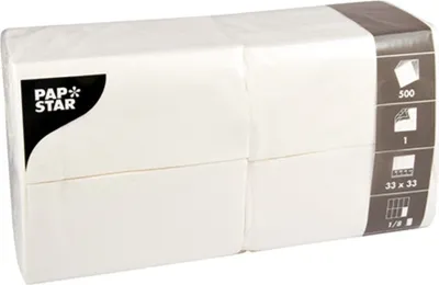 Zdjęcie produktu dla Serwetki PAPSTAR białe 1-warstwowe 8,25 x 16,5 cm 500 szt.