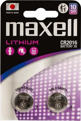 Zdjęcie produktu dla Maxell 12239100, Jednorazowa bateria, CR2016, Lithium-Manganese Dioxide (LiMnO2), 3 V, 2 szt., 90 mAh
