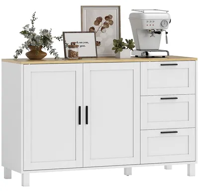 Produktbild von HOMCOM Sideboard mit Soft-Close-Türen, Aufbewahrungsschrank mit 3 Schubladen