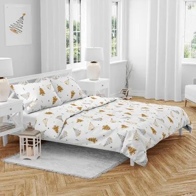 Zdjęcie produktu dla Świąteczna pościel bawełniana Stromky złota 140x200, 70x90 cm