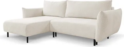 Produktbild von DomoHome ADEL Ecksofa mit Schlaffunktion und Bettkasten – L-Form, Flexibel Stellbar, Layout Linke, Metallfüße, 145x212cm Liegefläche, Größe: 257x90x171cm, Farbe: BEIGE