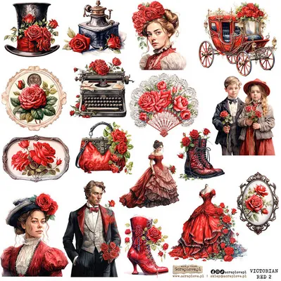 Image de Naklejki - ScrapLove - Victorian red 2